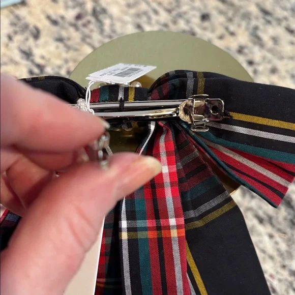 J Crew tartan plaid Rhinestone Accent Hair Barrette - Picture 6 of 9